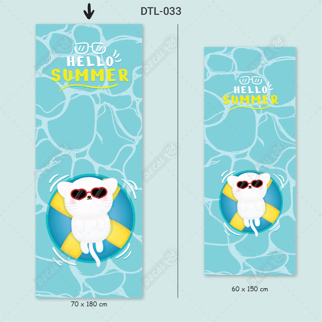 Decal Dán Tủ Lạnh Mèo Đi Bơi Mùa Hè Dễ Thương