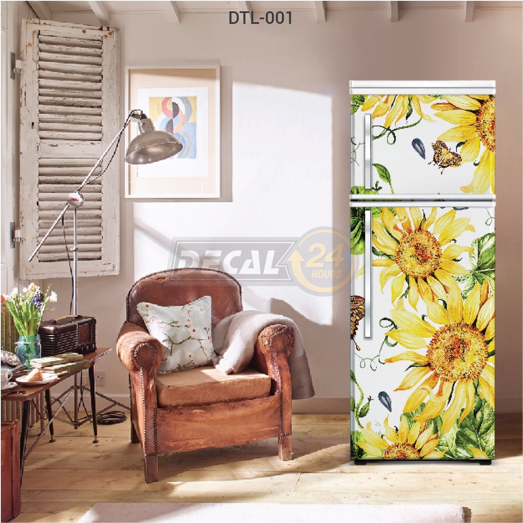 Decal Dán Tủ Lạnh Họa Tiết Hoa Hướng Dương Cao Cấp