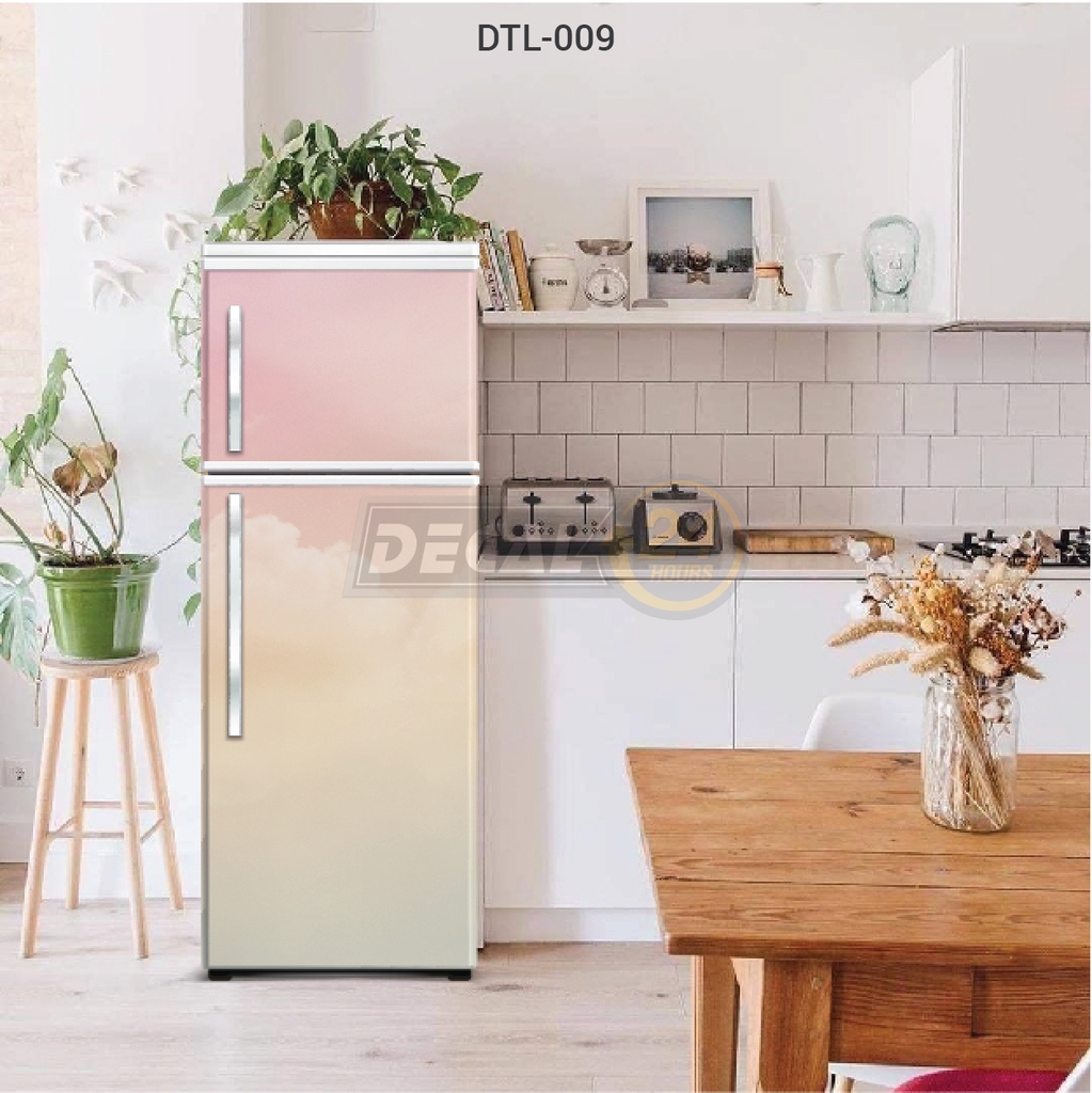 Decal Dán Tủ Lạnh Họa Tiêt Mây Hồng Pastel Cao Cấp