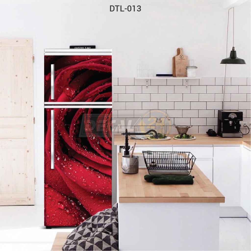 Decal Dán Tủ Lạnh Họa Tiết Hoa Hồng Tình Yêu Cao Cấp