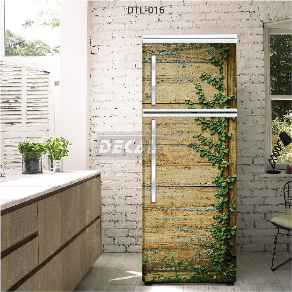 Decal Dán Tủ Lạnh Hình Dây Leo Tường Xanh Mát Cao Cấp