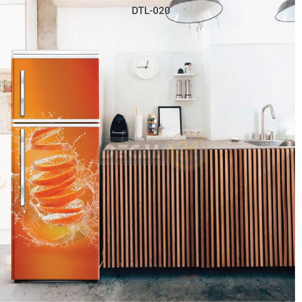 Decal Dán Tủ Lạnh Hình Cam Tươi Bừng Sức Sống Cao Cấp