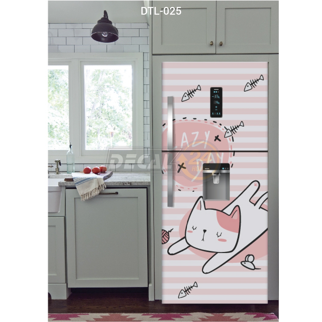 Decal Dán Tủ Lạnh Hình Mèo Lười Dễ Thương