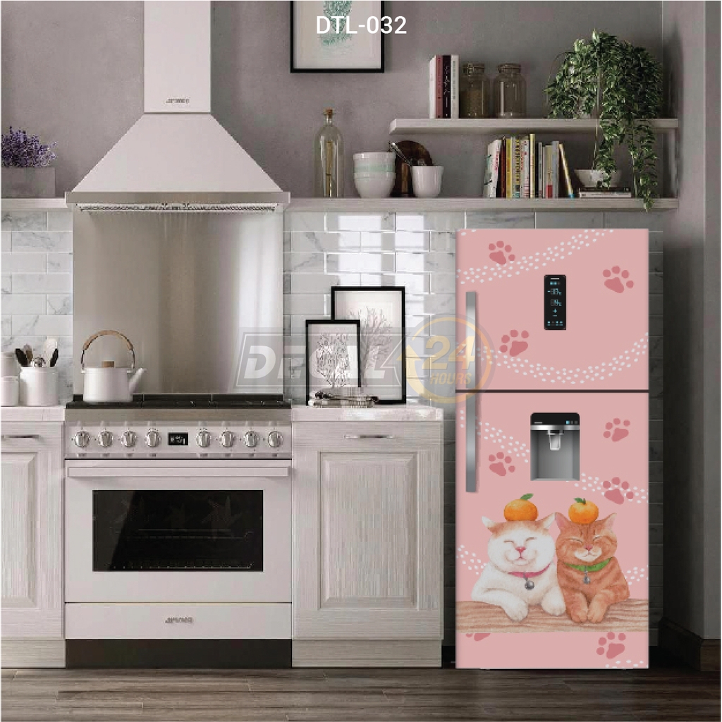 Decal Dán Tủ Lạnh Hai Chú Mèo Siêu Dễ Thương