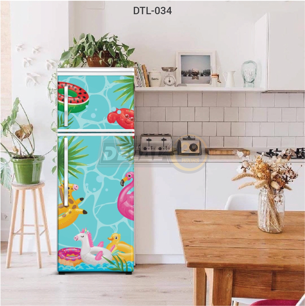 Decal Dán Tủ Lạnh Họa Tiết Trái Cây Nhiệt Đới Cao Cấp