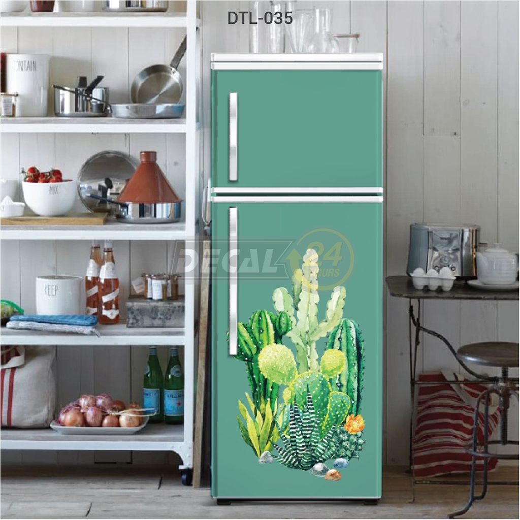 Decal Dán Tủ Lạnh Hình Hoa Xương Rồng Xanh Mướt Cao Cấp