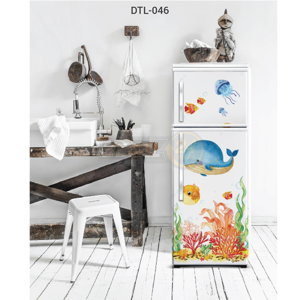 Decal Dán Tủ Lạnh Decal24h Đại Dương Chibi Dễ Thương ( DTL-046 )