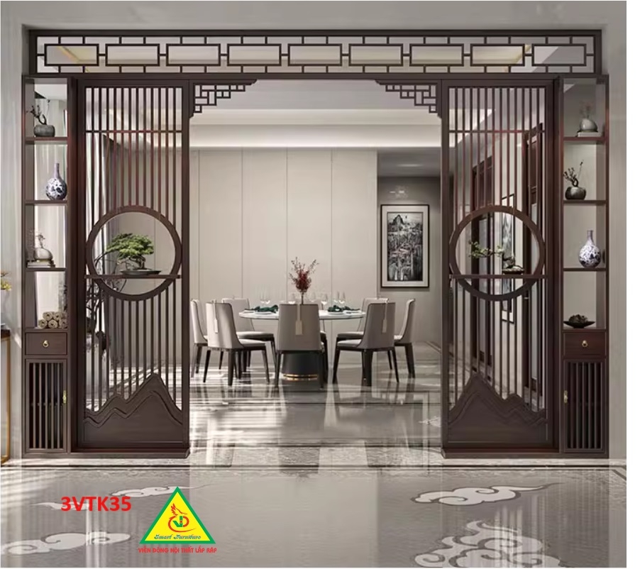 Vách ngăn phòng khách nhà bếp phong cách hiện đại