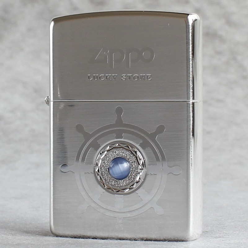 ZIPPO chính hãng Bạc Hàn Quốc Tráng bạc Mạ đá Lucky Blue ZBT-1-26A