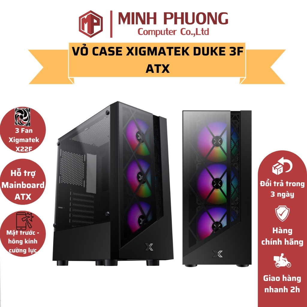 Vỏ Case XIGMATEK DUKE - ATX, 2 Mặt Kính Cường Lực (Kèm 3 FAN