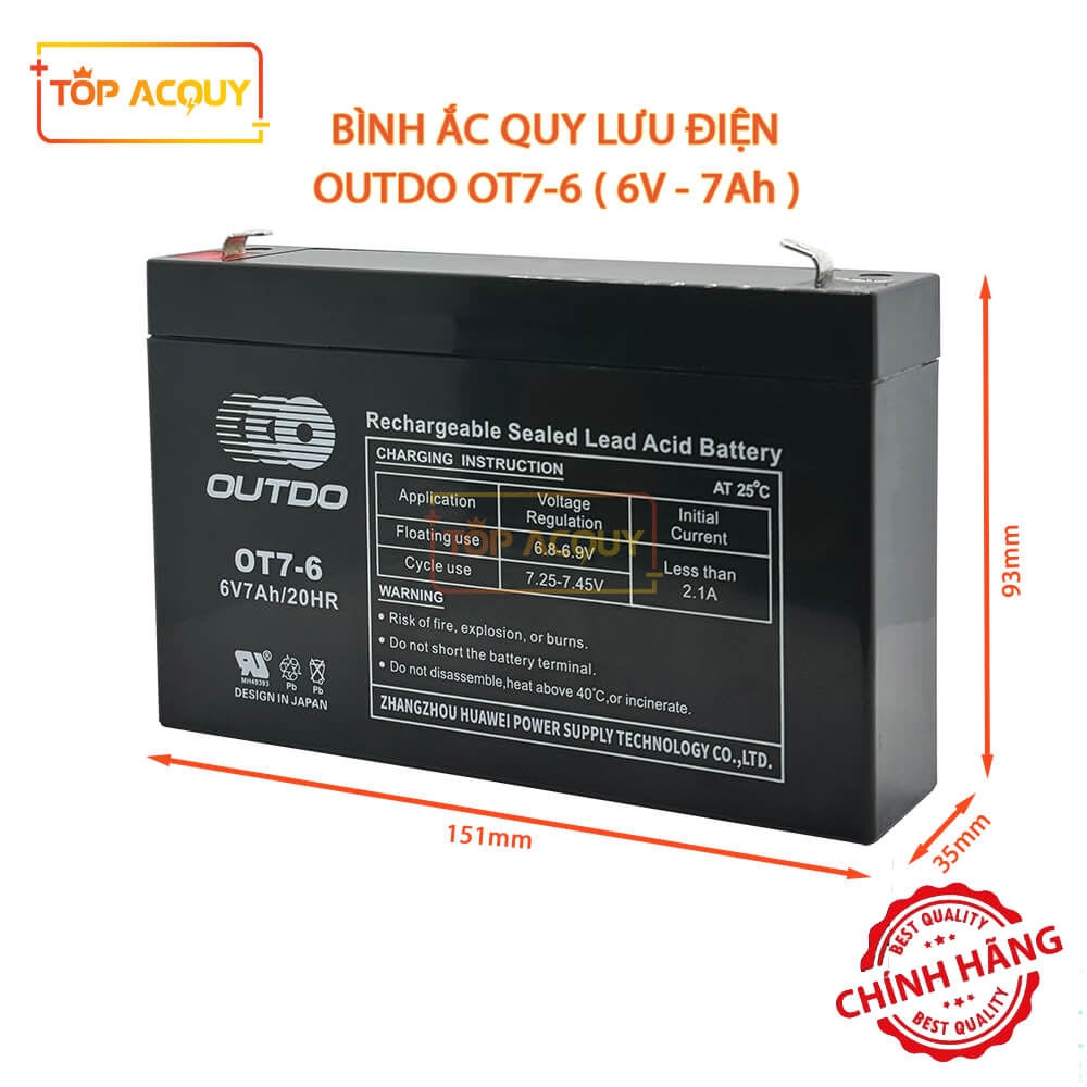 ẮC QUY OUTDO 6V - 7AH OT7-6 20HR