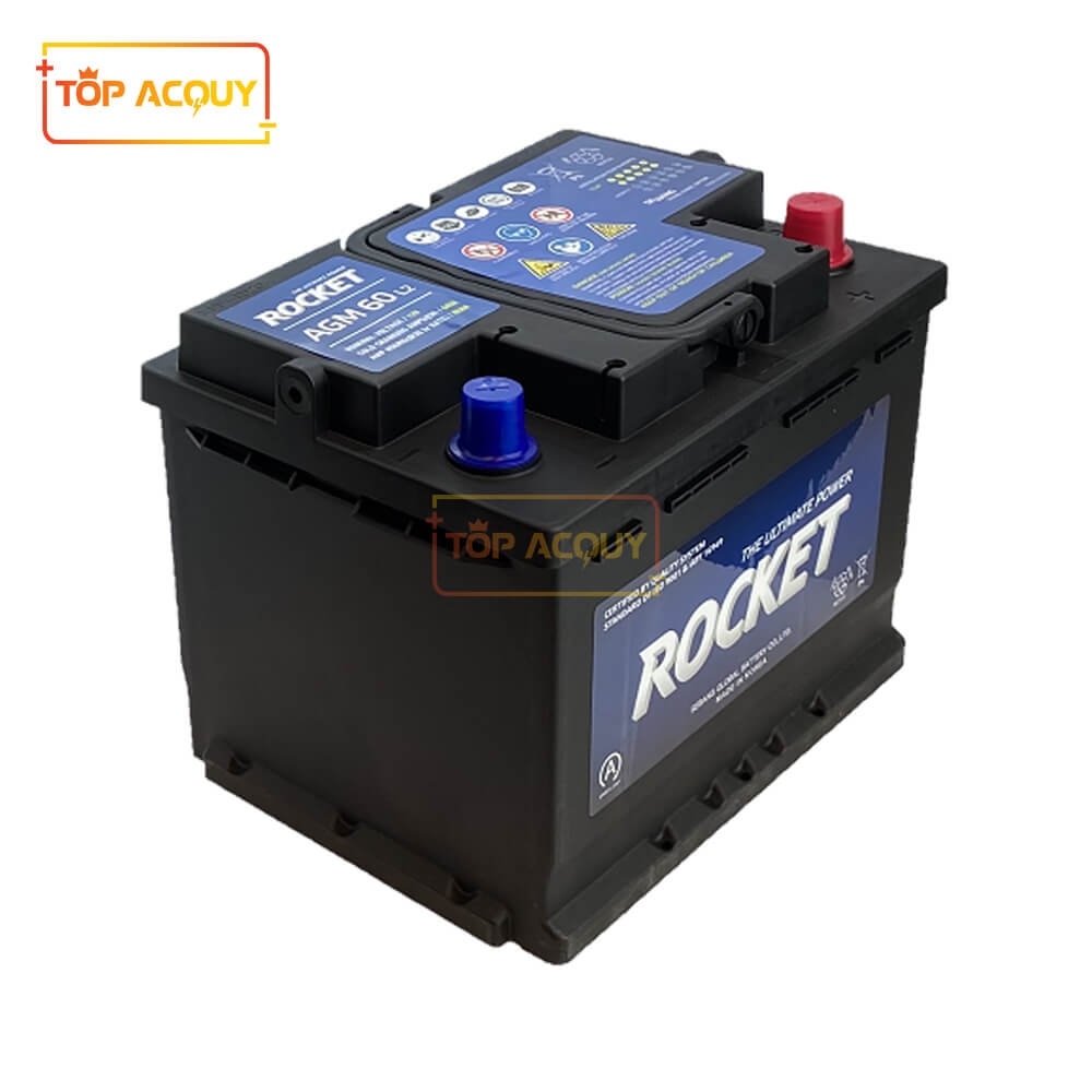 ẮC QUY ROCKET 12V - 60AH AGM L2 DIN60(L) (I-STOP/START-STOP)