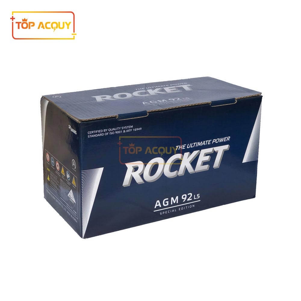 ẮC QUY ROCKET 12V - 92AH AGM L5 DIN(L) (ECO/START-STOP)