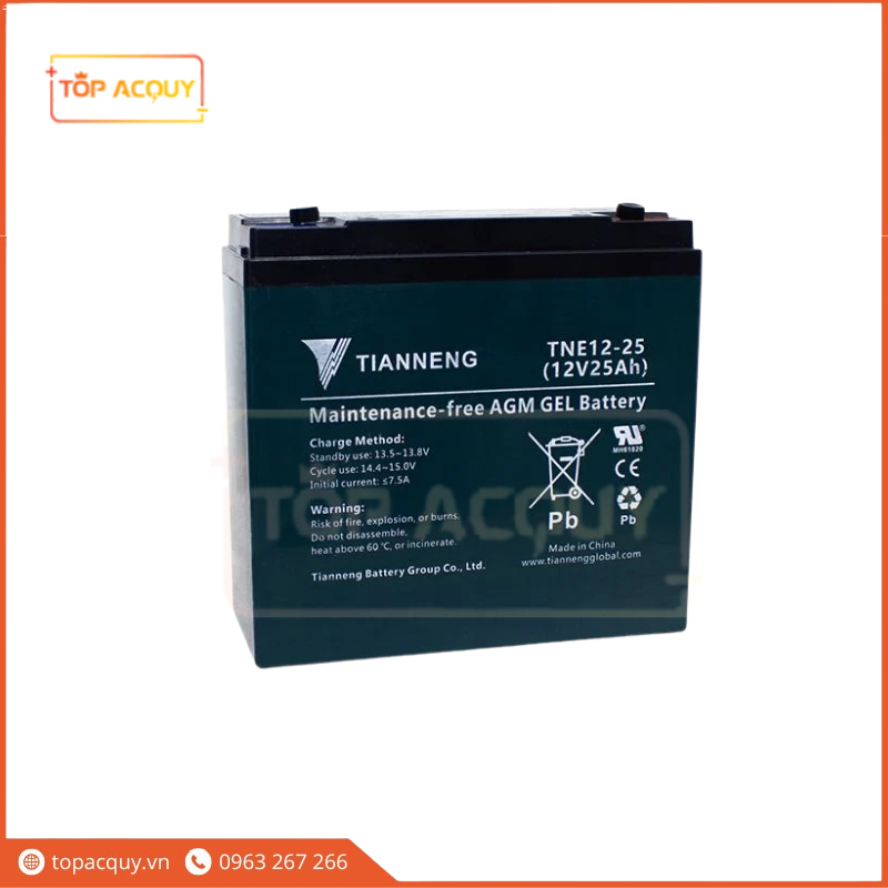 BÌNH ẮC QUY XE ĐẠP ĐIỆN THIÊN NĂNG (TIANNENG) AGM GEL 12V-25AH