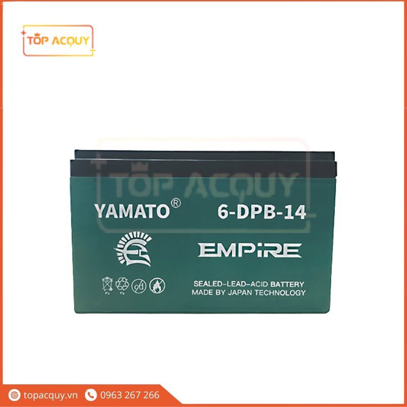 BÌNH ẮC QUY XE MÁY ĐIỆN YAMATO 6-DPB-14 12V-14AH