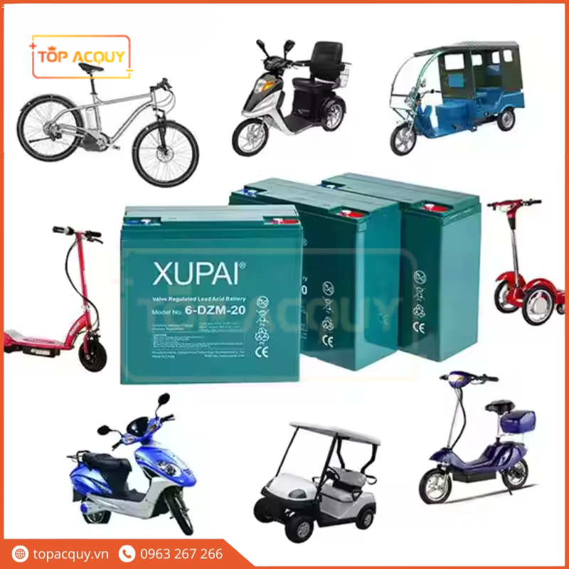 BÌNH ẮC QUY XE MÁY ĐIỆN XUPAI 6-DZM-20 12V-20AH