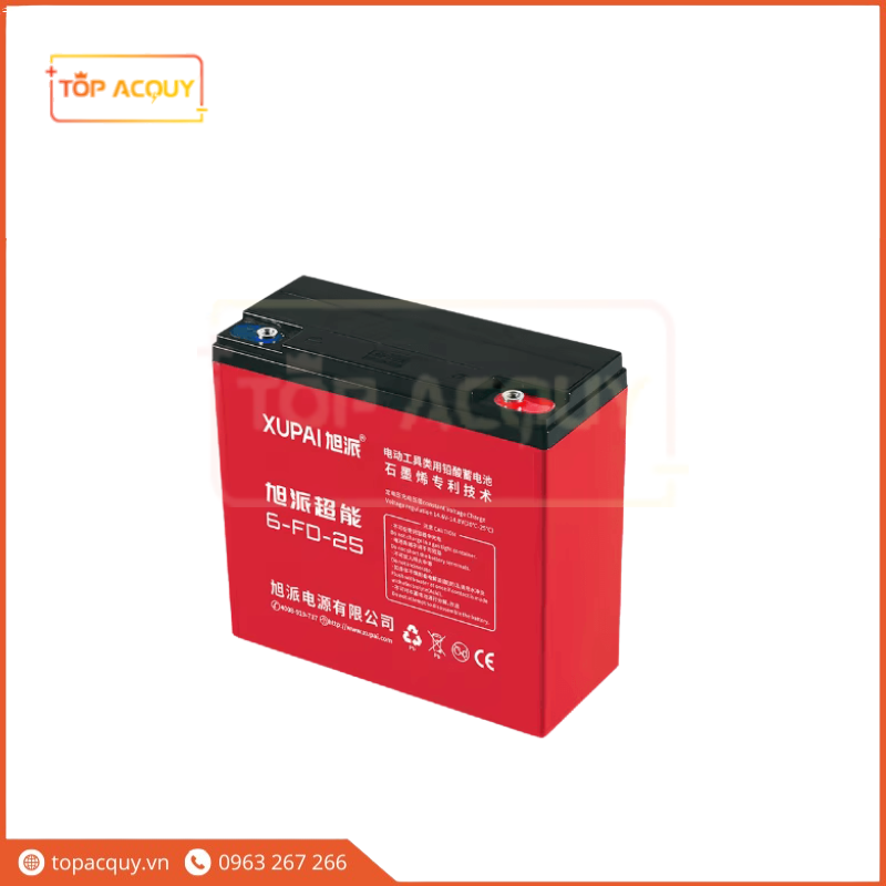 BÌNH ẮC QUY XE MÁY ĐIỆN XUPAI  6-FD-25 12V-25AH