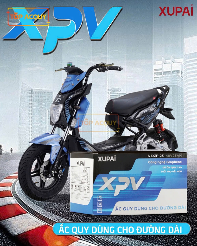 BÌNH ẮC QUY XE MÁY ĐIỆN XUPAI XPV (6-DZF-23) 12V - 23AH