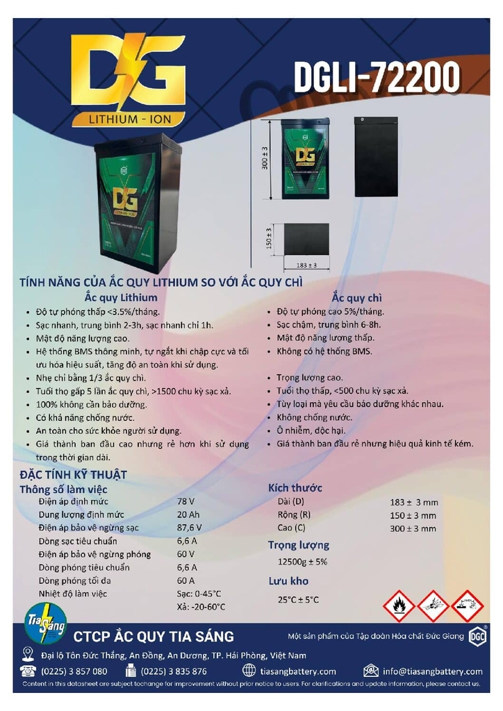 PIN LITHIUM-LFP ĐỨC GIANG 72V - 20AH DGLI-7220