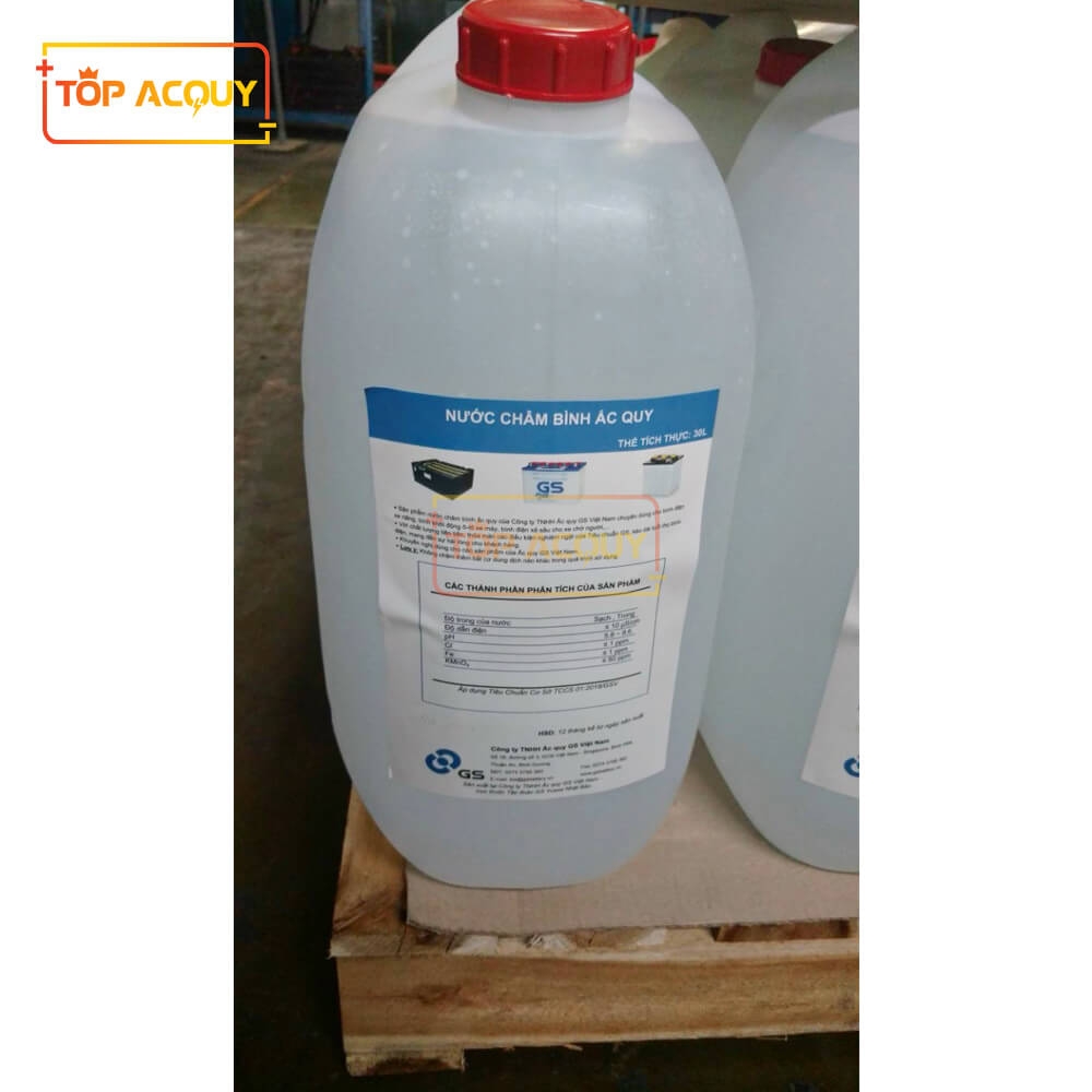 Nước cất châm bình ắc quy xe nâng GS can 30L