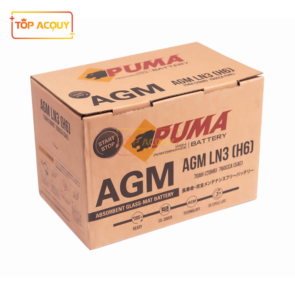 BÌNH ẮC QUY PUMA 12V - 70AH AGM LN3 (H6) (START-STOP PLUS)