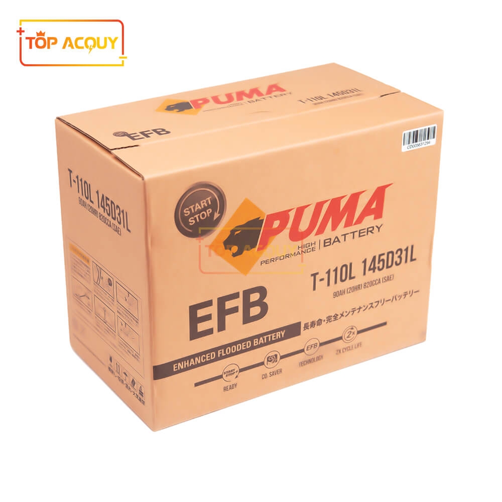 BÌNH ẮC QUY PUMA 12V - 90AH EFB T-110L (145D31L) (START-STOP)