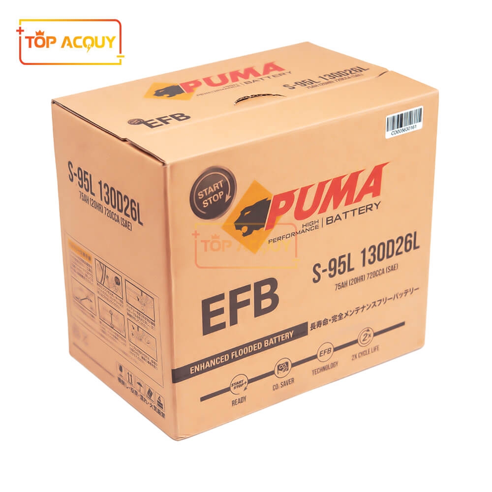 BÌNH ẮC QUY PUMA 12V - 75AH EFB S-95L (130D26L) (START-STOP)