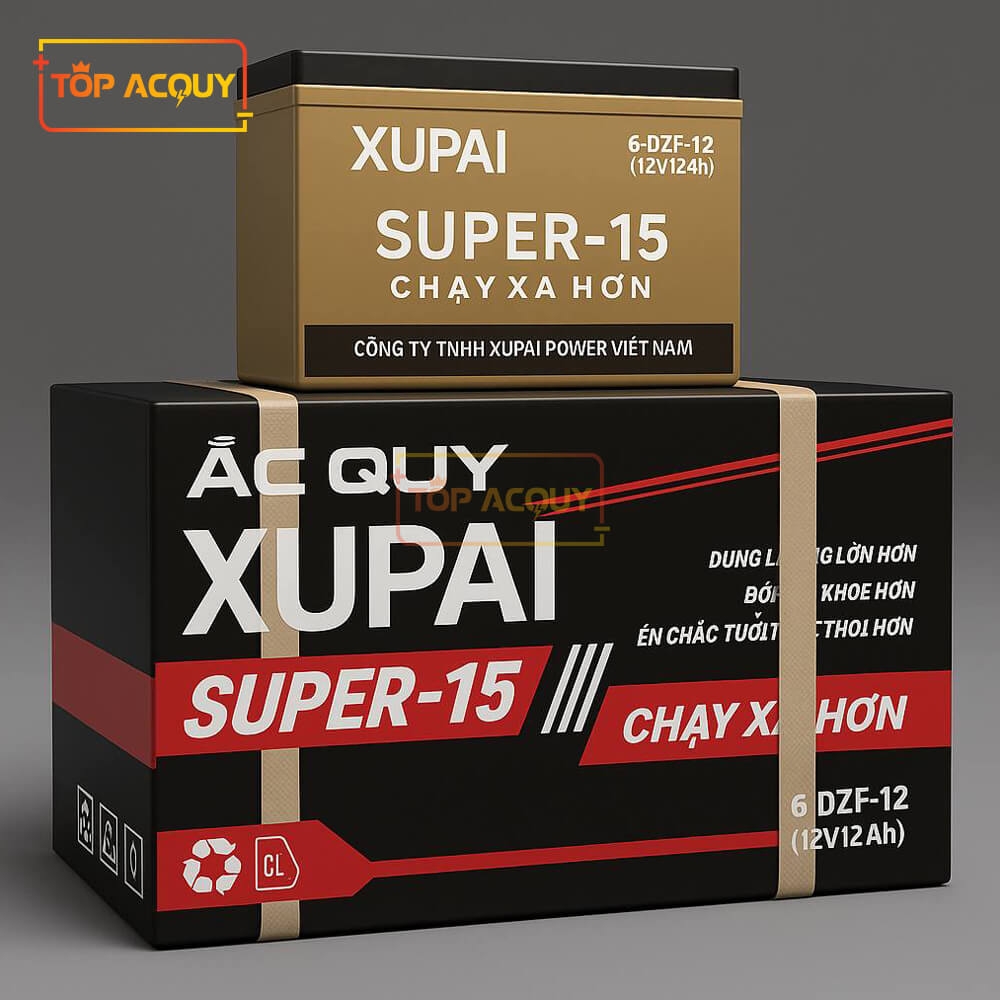 BÌNH ẮC QUY XE ĐẠP ĐIỆN XUPAI SUPER-15 (6-DZF-12) 12V - 12AH