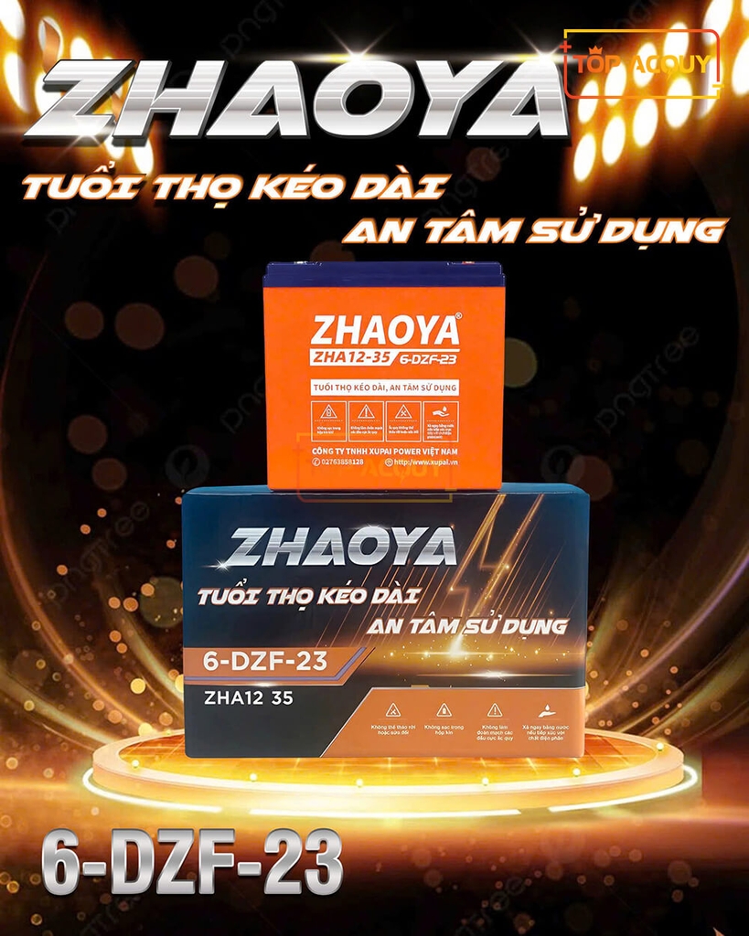 BÌNH ẮC QUY XE MÁY ĐIỆN ZHAOYA ZHA12-35 (6-DZF-23) 12V - 23AH
