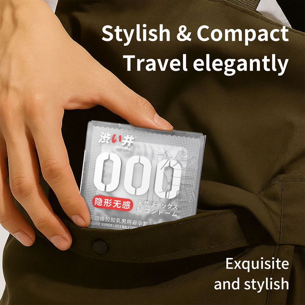 Bao Cao Su Drywell Naked Invisible 000 – Nhiều Gel, Cảm Giác Tự Nhiên – Hộp 6 Cái