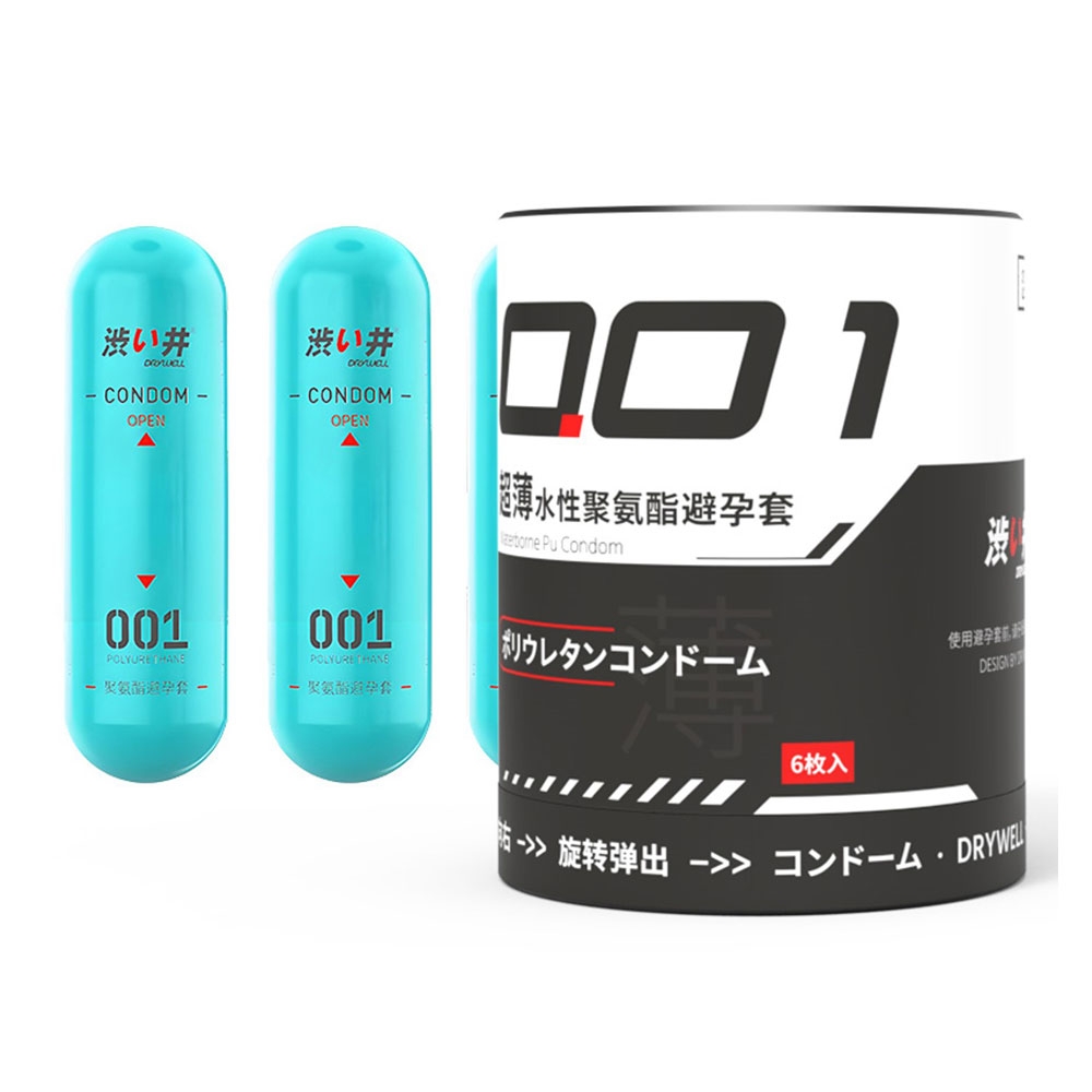Bao cao su DryWell PU 001 Nude & Thin – Siêu mỏng tiết kiệm – Hộp 6 viên