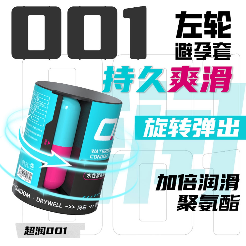 Bao cao su DryWell PU 001 Ultimate Lubrication - Siêu mỏng 001 - Nhiều gel trơn mượt - Hộp 6 viên