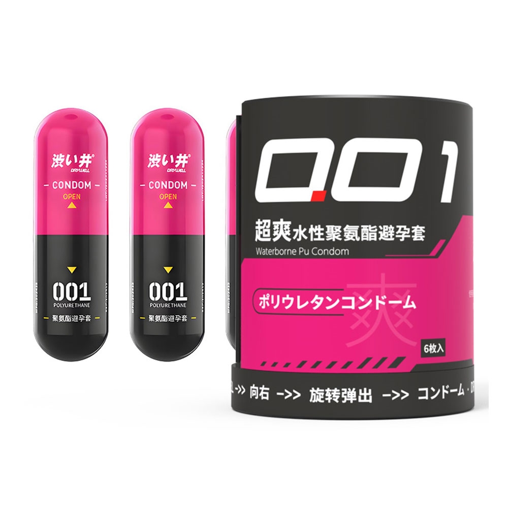 Bao cao su DryWell PU 001 Numbness Orgasm – Siêu mỏng tiết kiệm – Hộp 6 viên