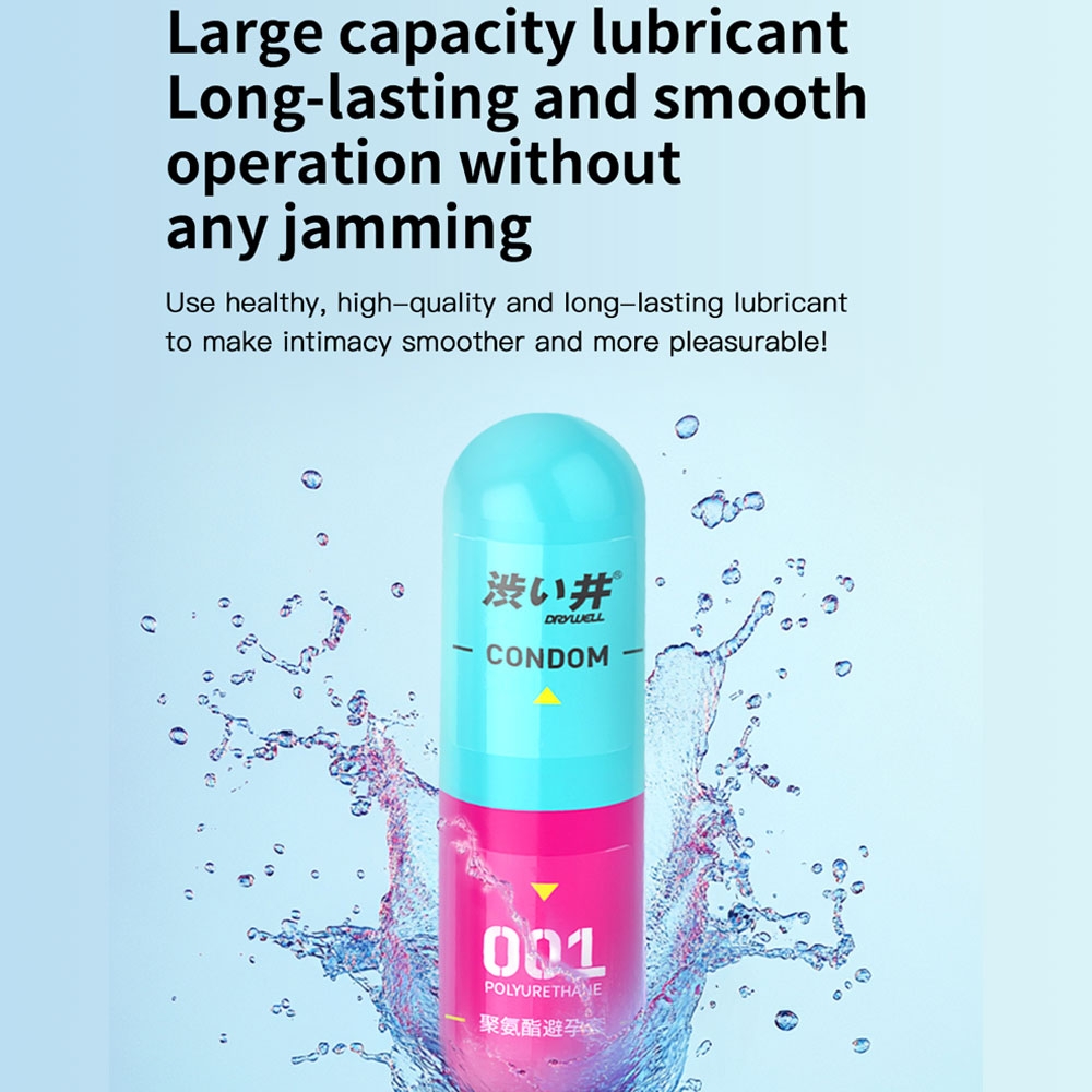 Bao cao su DryWell PU 001 Ultimate Lubrication - Siêu mỏng 001 - Nhiều gel trơn mượt - Hộp 6 viên