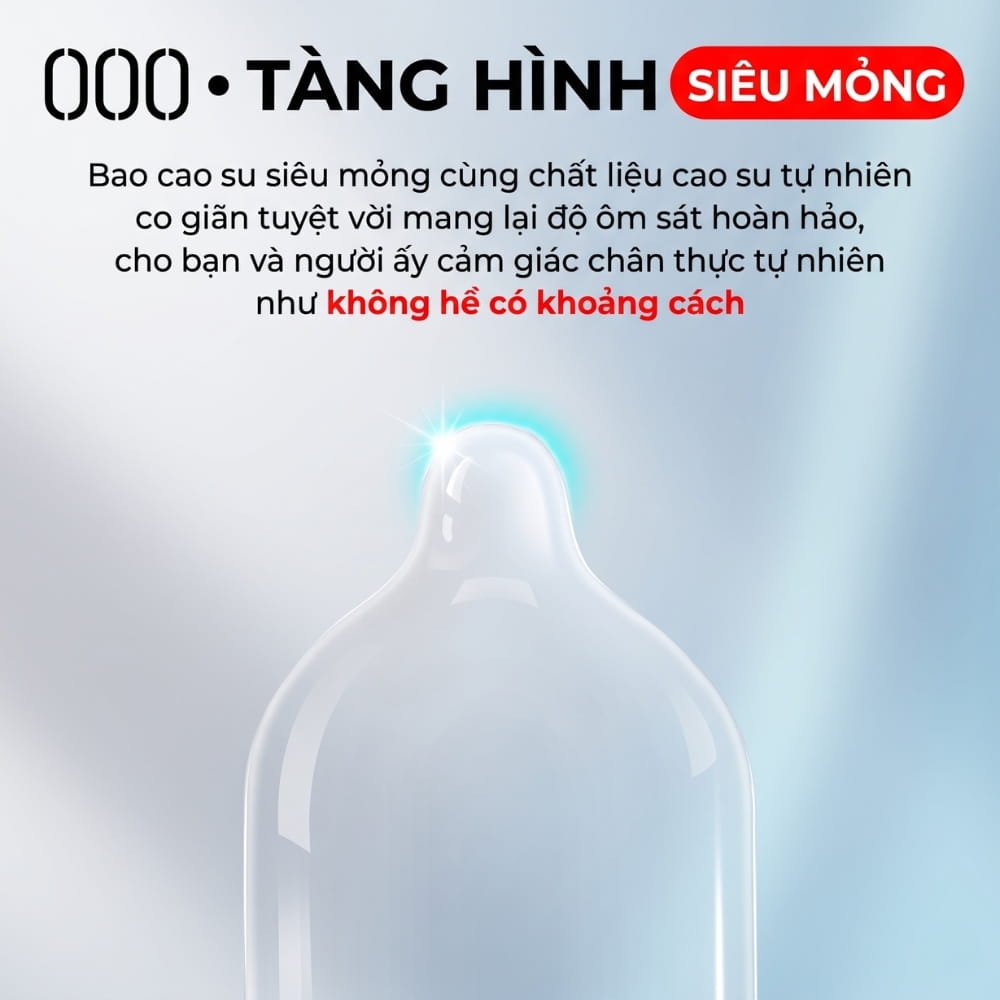 Bao cao su DryWell Naked Invisible 000 siêu mỏng hộp 6 chiếc