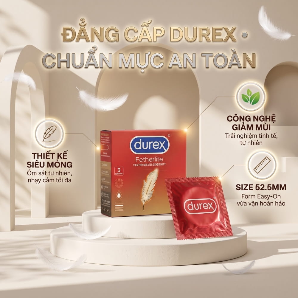 Bao cao su Durex Fetherlite siêu mỏng hộp 3 chiếc