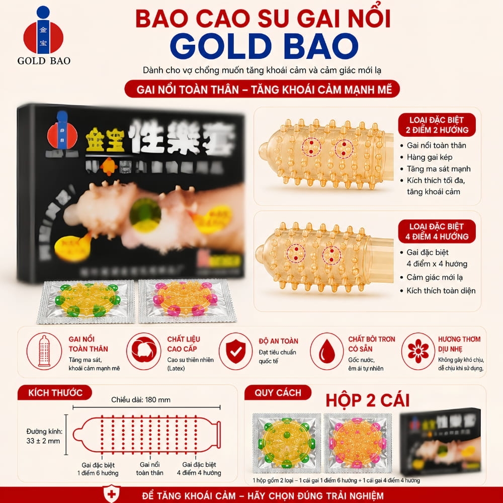 Bao cao su Gold Bao Bi hộp 2 chiếc