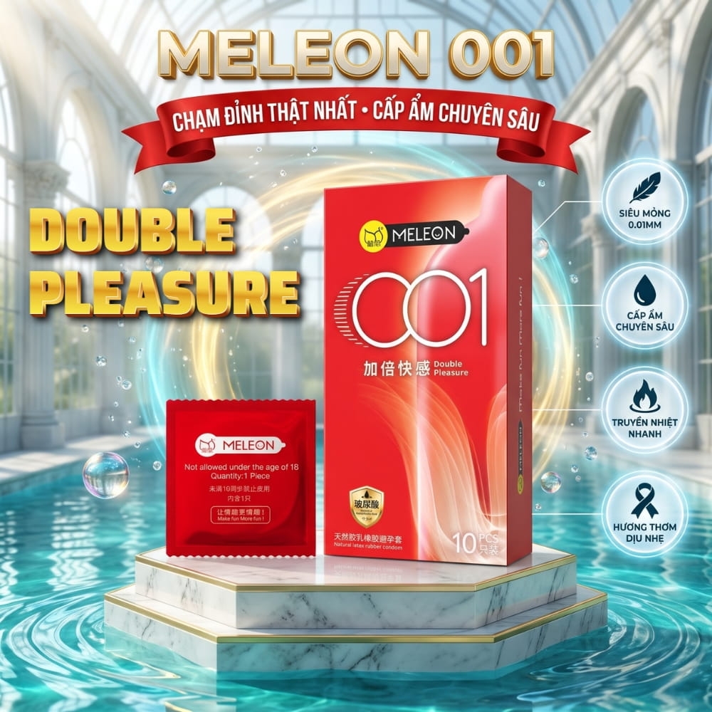 Bao cao su Meleon 001 Double Pleasure siêu mỏng hộp 10 chiếc