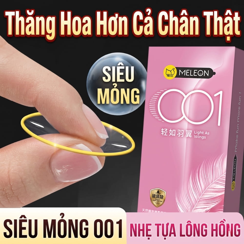 Bao cao su Meleon 001 Light As Wings siêu mỏng hộp 10 chiếc