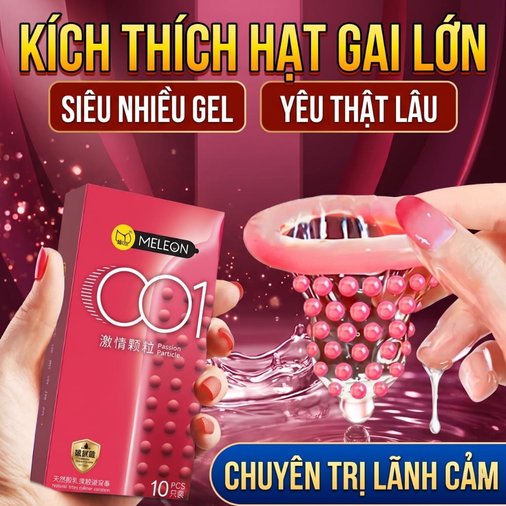 Bao cao su Meleon 001 Passion Particle hạt nổi hộp 10 chiếc