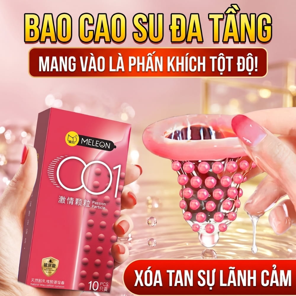 Bao cao su Meleon 001 Passion Particle hạt nổi hộp 10 chiếc