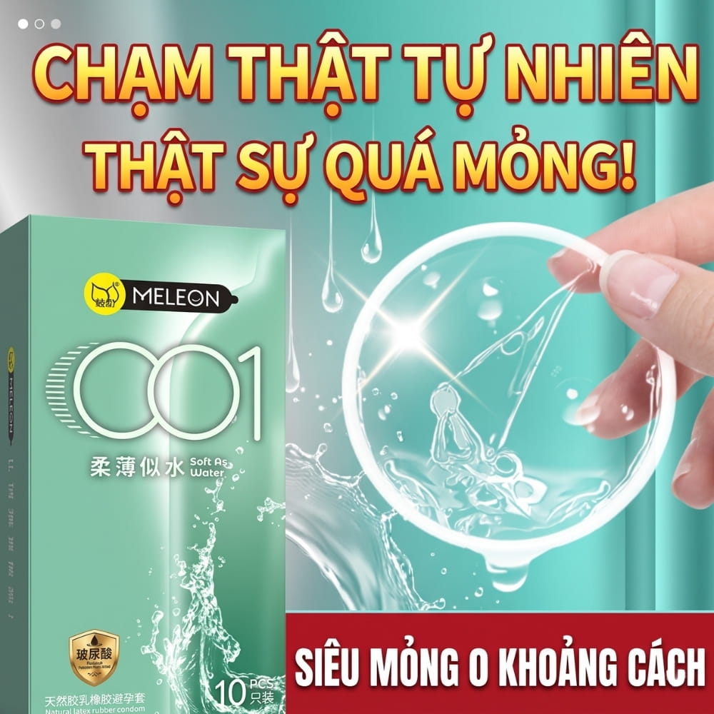 Bao cao su Meleon 001 Soft As Water siêu mỏng hộp 10 chiếc