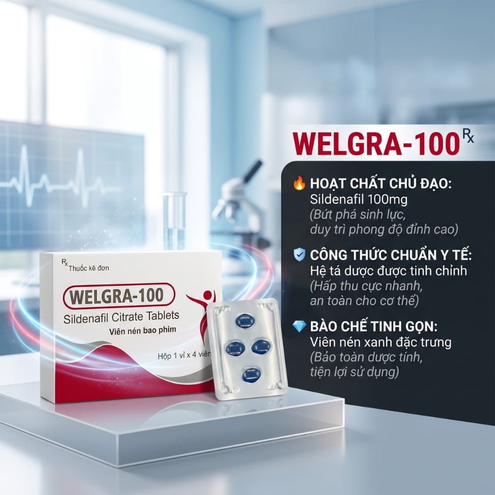 Viên uống cương dương Welgra 100 hộp 4 viên