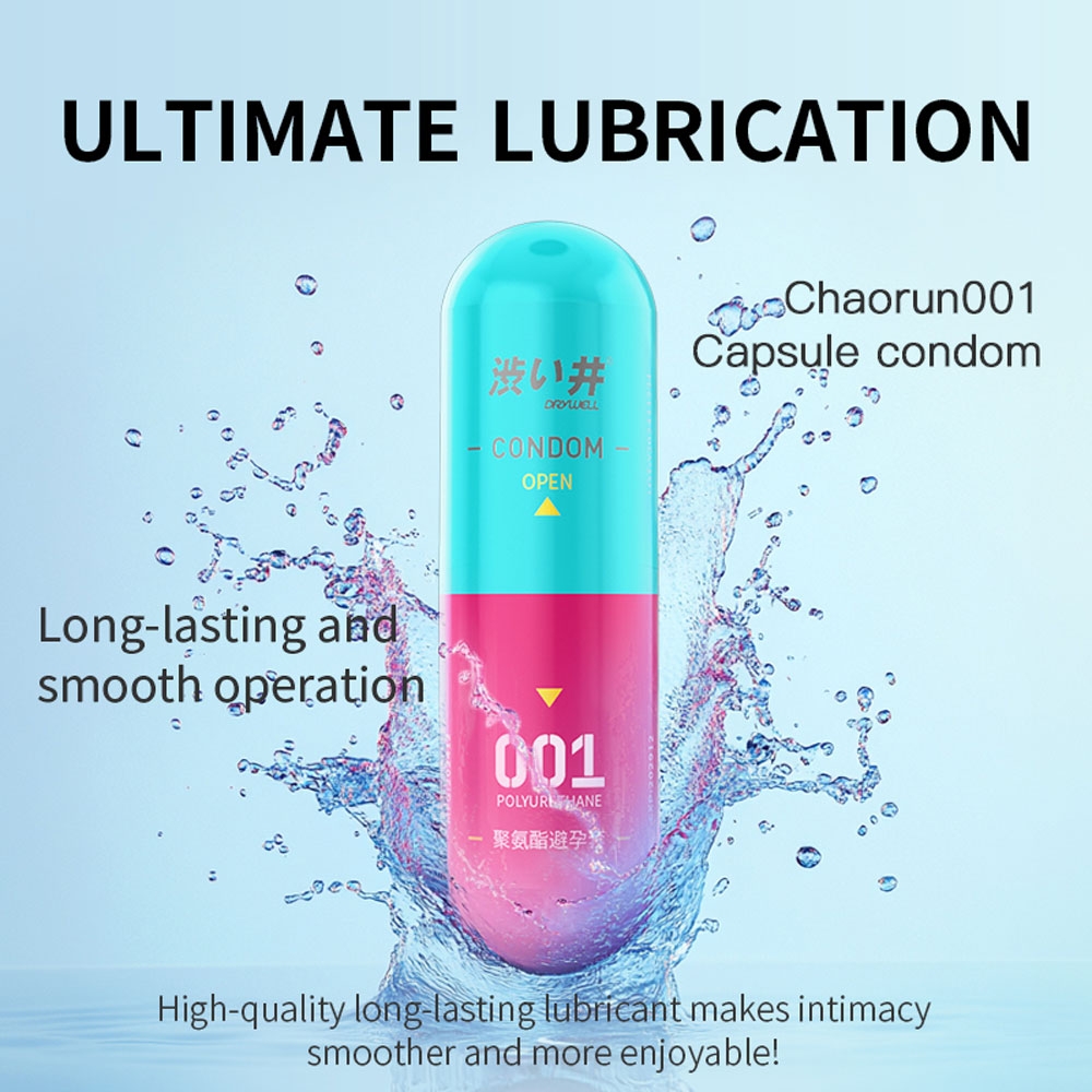 Bao cao su DryWell PU 001 Ultimate Lubrication - Siêu mỏng 001 - Nhiều gel trơn mượt - Hộp 6 viên