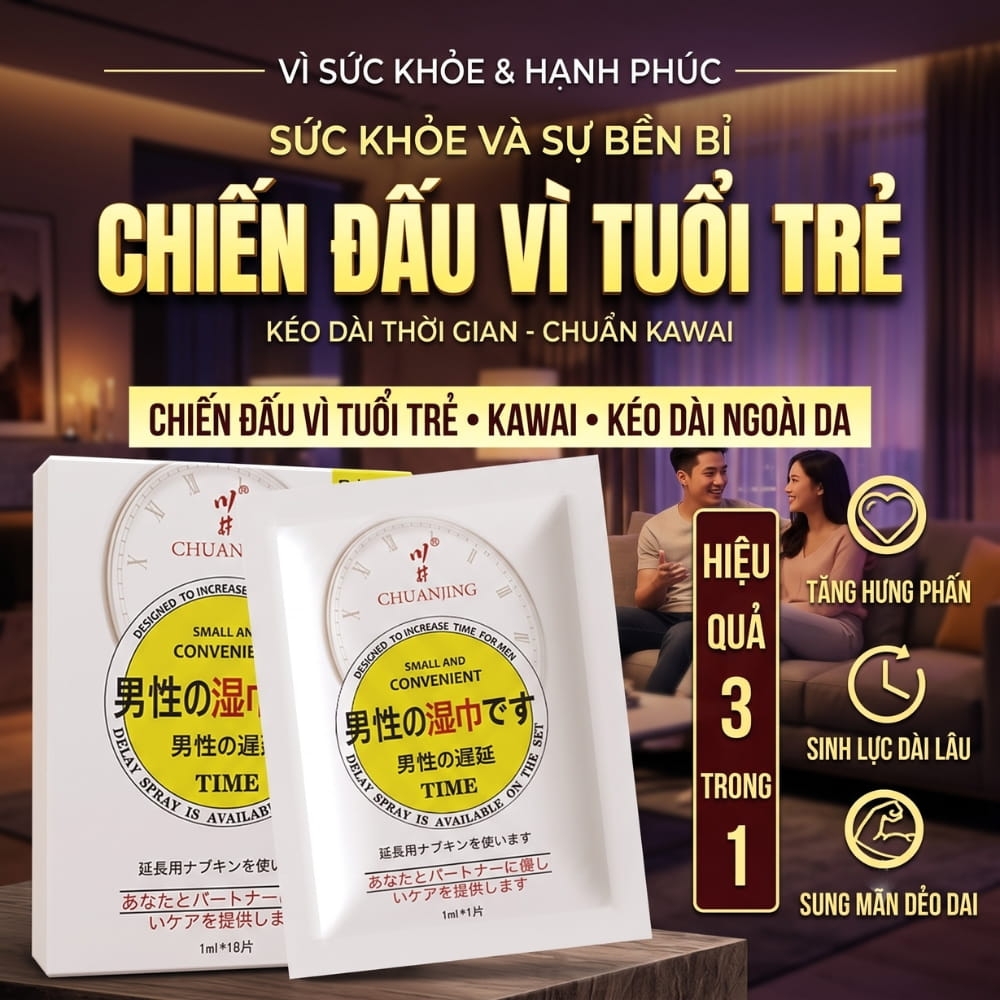 Khăn lau chống xuất tinh sớm ChuanJing Japanese Wipes 10s
