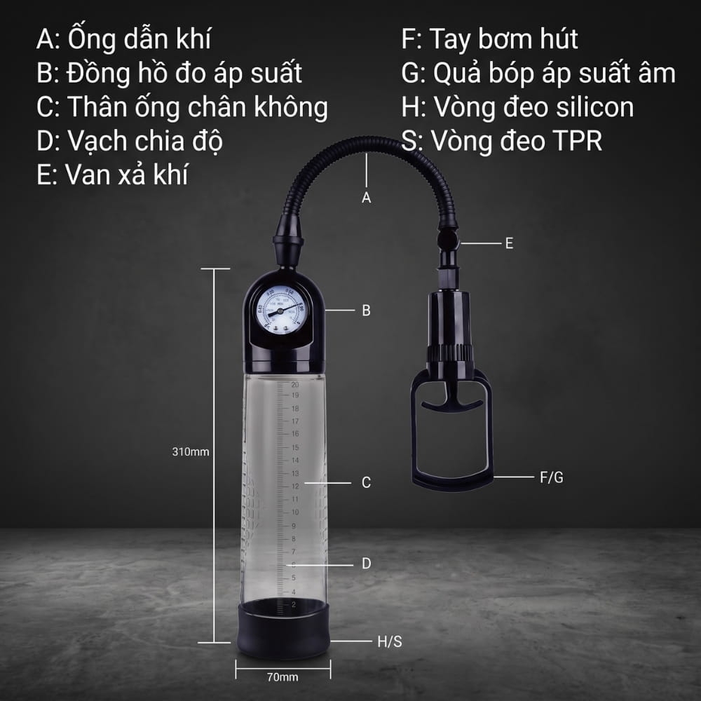 Máy tập tăng kích thước dương vật Penis Pump Đồng Hồ