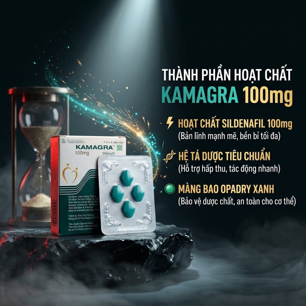 Viên uống cương dương Kamagra 100mg hộp 4 viên