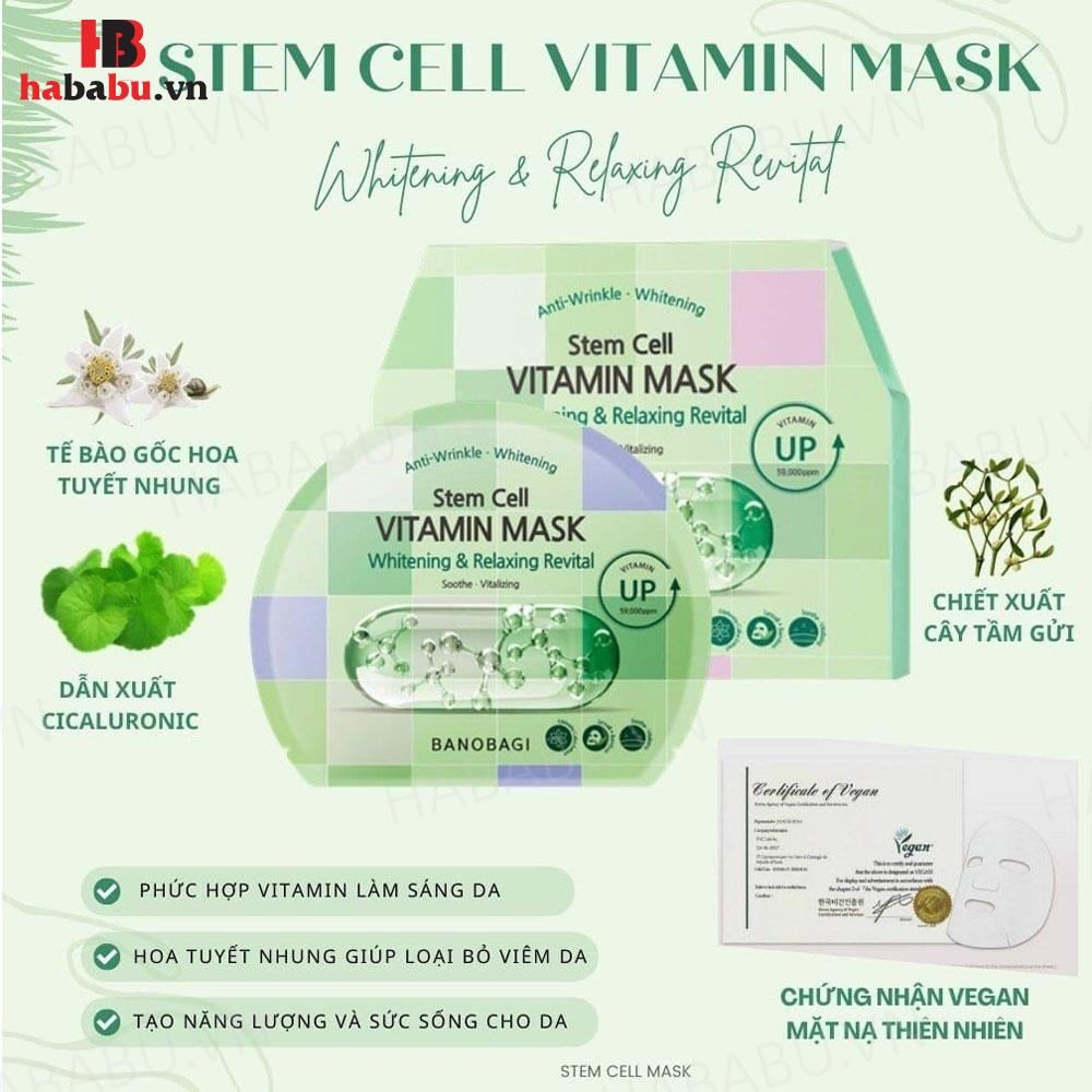 Mặt nạ Banobagi Stem Cell Whitening & Relaxing set 10 miếng chính hãng