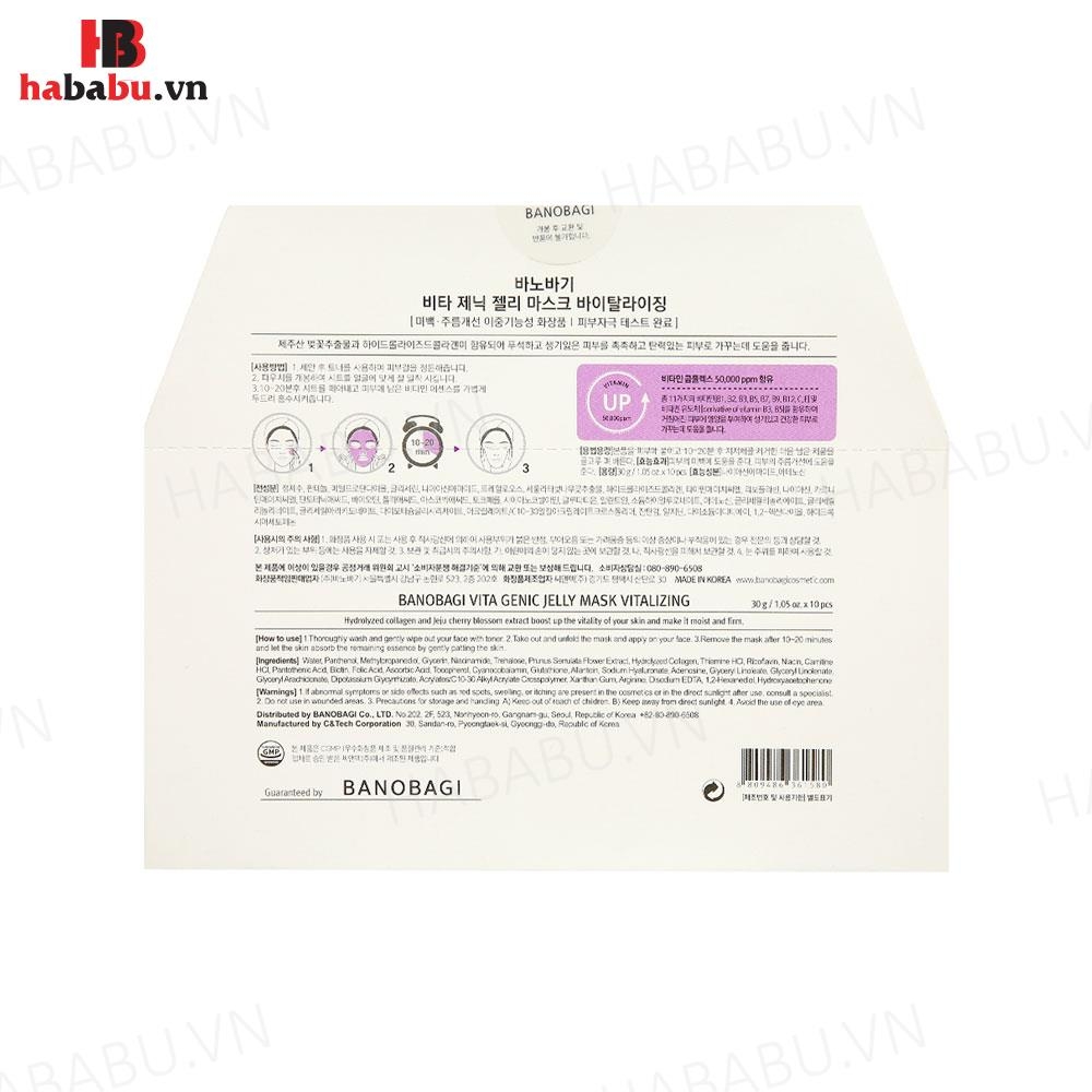 Mặt nạ Banobagi Genic Jelly Mask Vitalizing set 10 miếng chính hãng