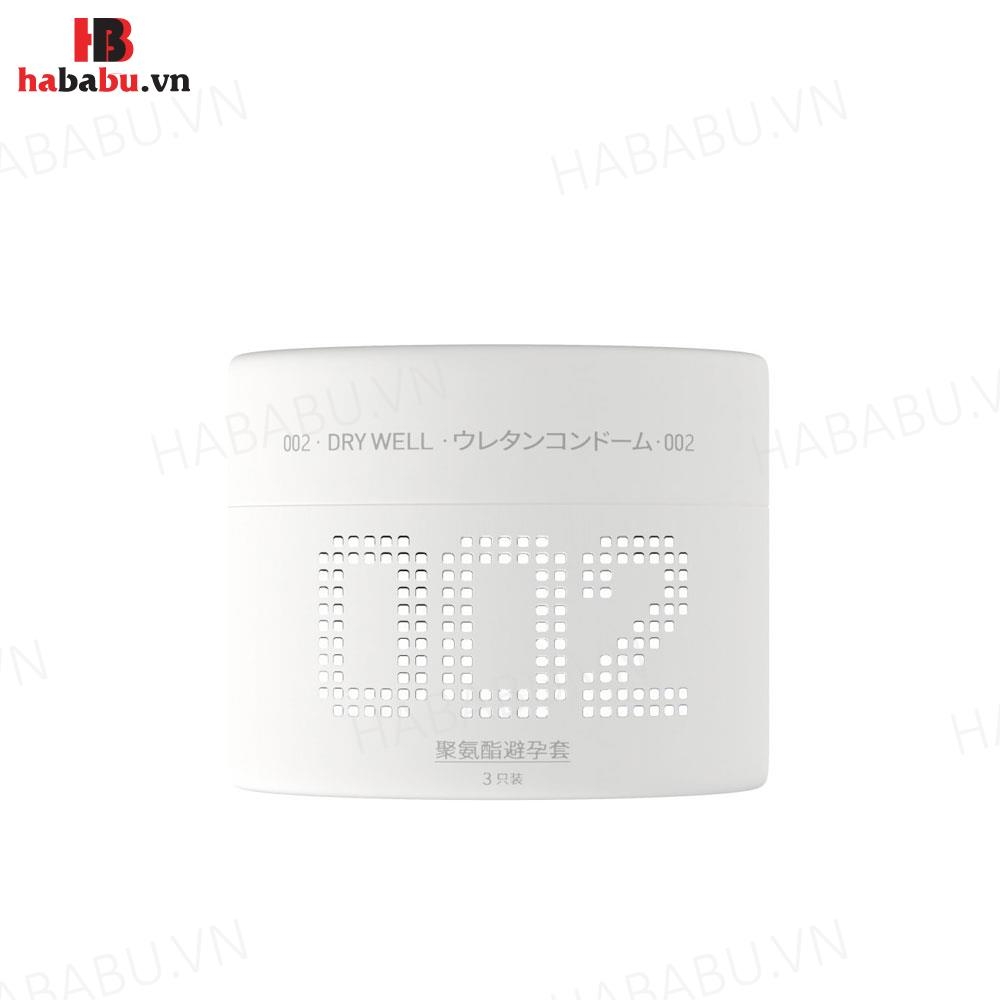 Bao cao su siêu mỏng DryWell Super Thin PU 002 3 chiếc chính hãng